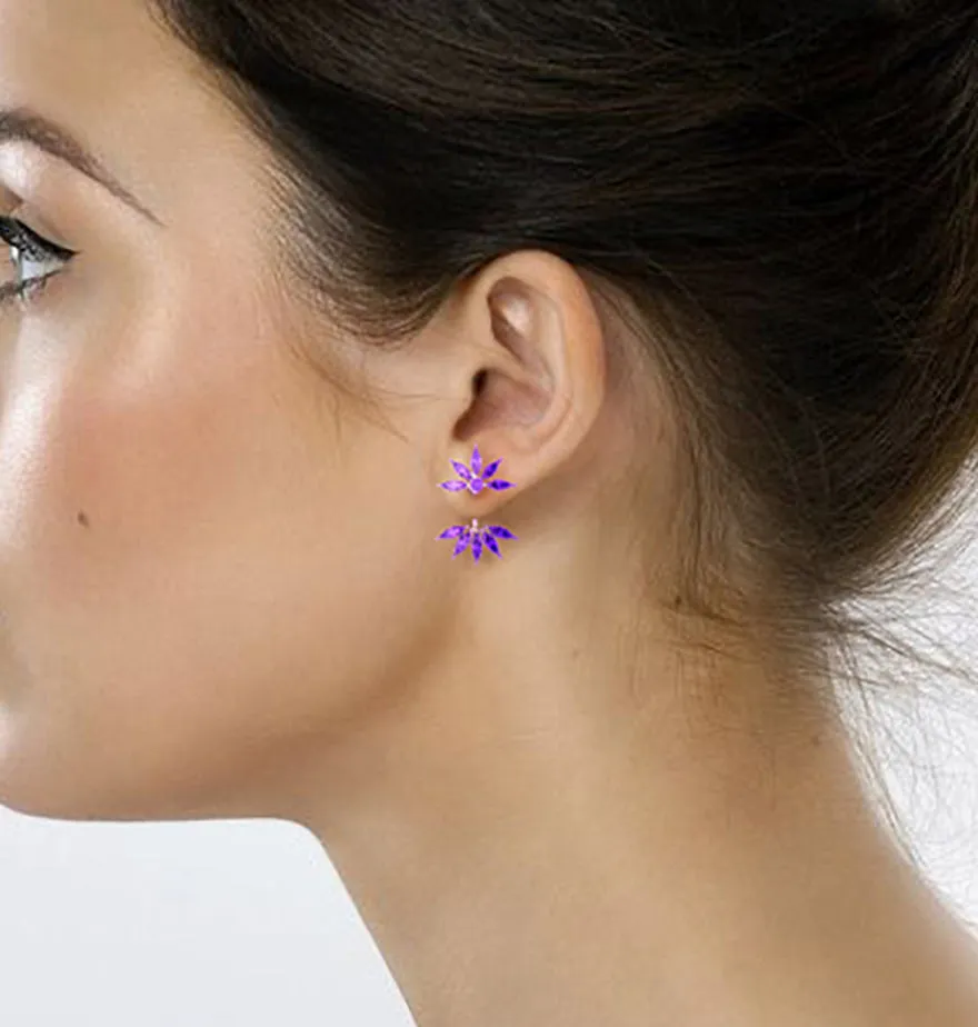 Ferrucci Marquise Amethyst Dangling Earrings Handmade in 18 Karat Rose Gold