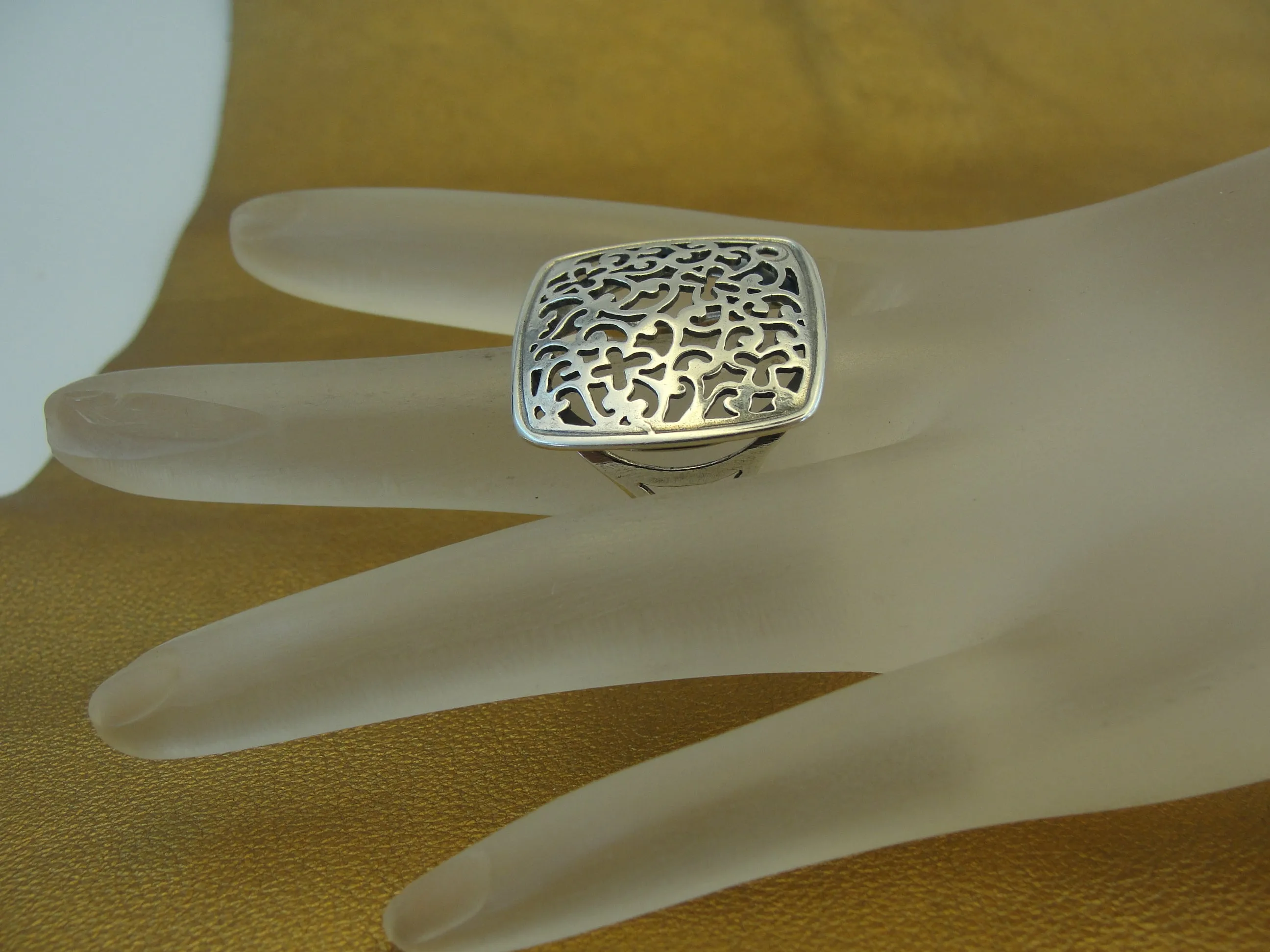 Filigree Ring 925 Sterling Silver 7.5,8 Unique Handmade Hadar Designers (S) Last