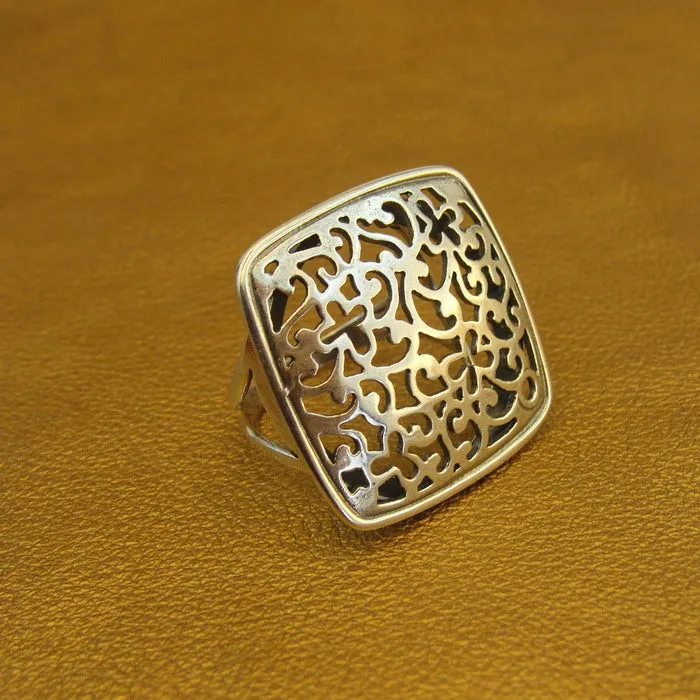 Filigree Ring 925 Sterling Silver 7.5,8 Unique Handmade Hadar Designers (S) Last