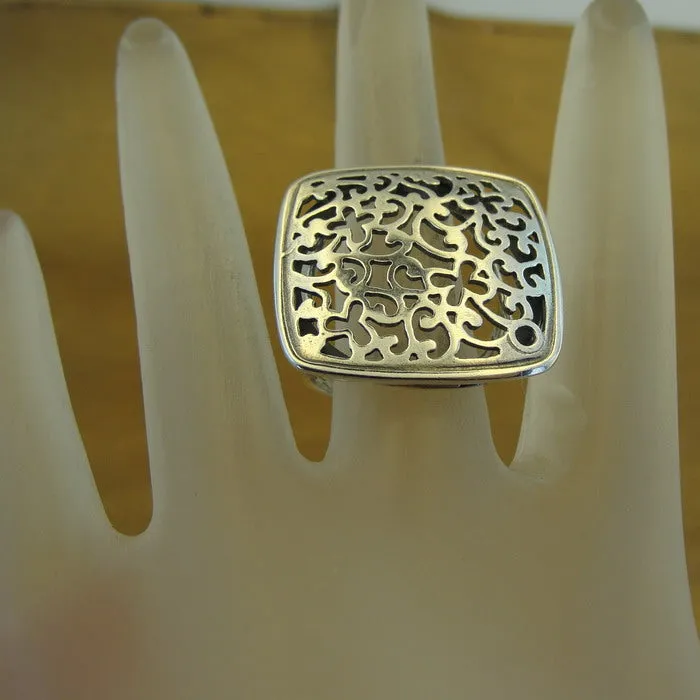 Filigree Ring 925 Sterling Silver 7.5,8 Unique Handmade Hadar Designers (S) Last