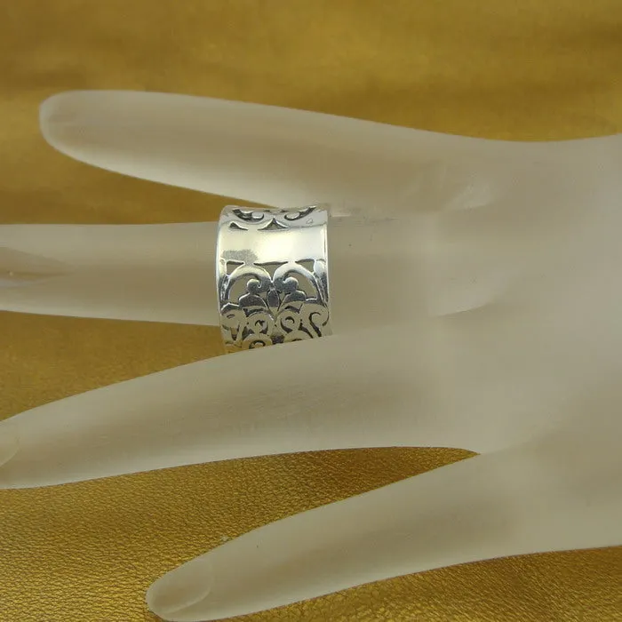 Filigree Ring 925 Sterling Silver  size 6.5,7 Handmade Hadar Designers (Ms 1718)Y