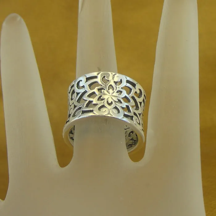 Filigree Ring 925 Sterling Silver  size 6.5,7 Handmade Hadar Designers (Ms 1718)Y