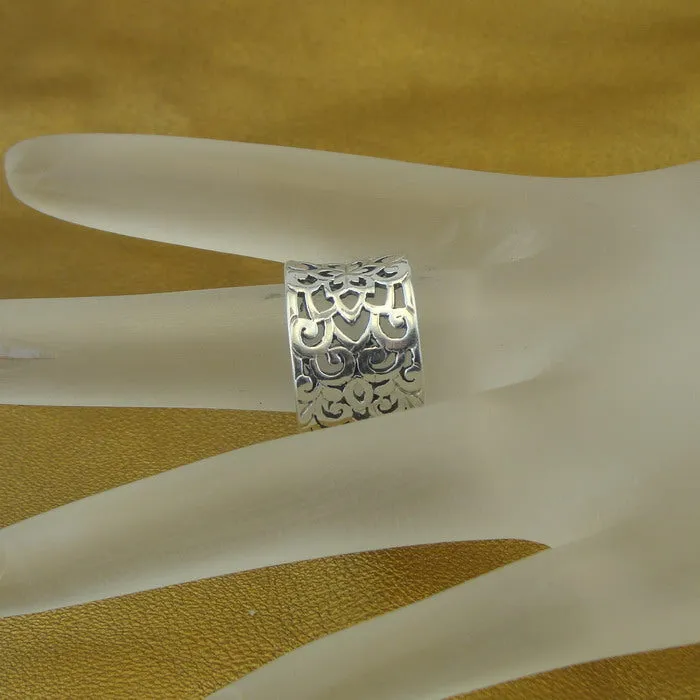 Filigree Ring 925 Sterling Silver  size 6.5,7 Handmade Hadar Designers (Ms 1718)Y