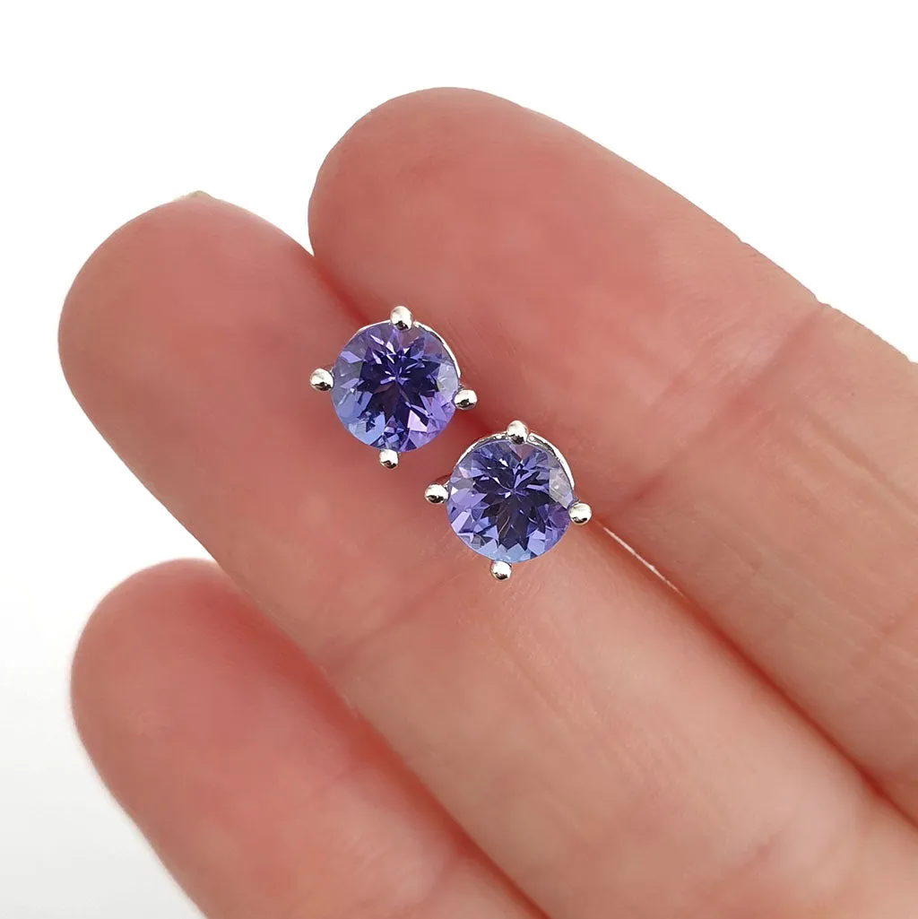 Filigree Round Tanzanite and White Gold Studs