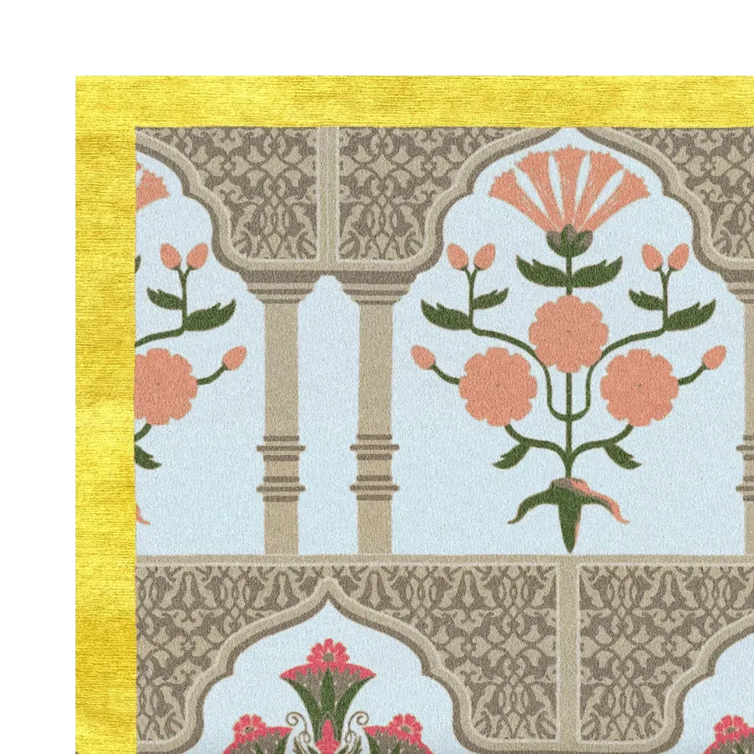 Floral Gates Hand Tufted Rug - Golden Border
