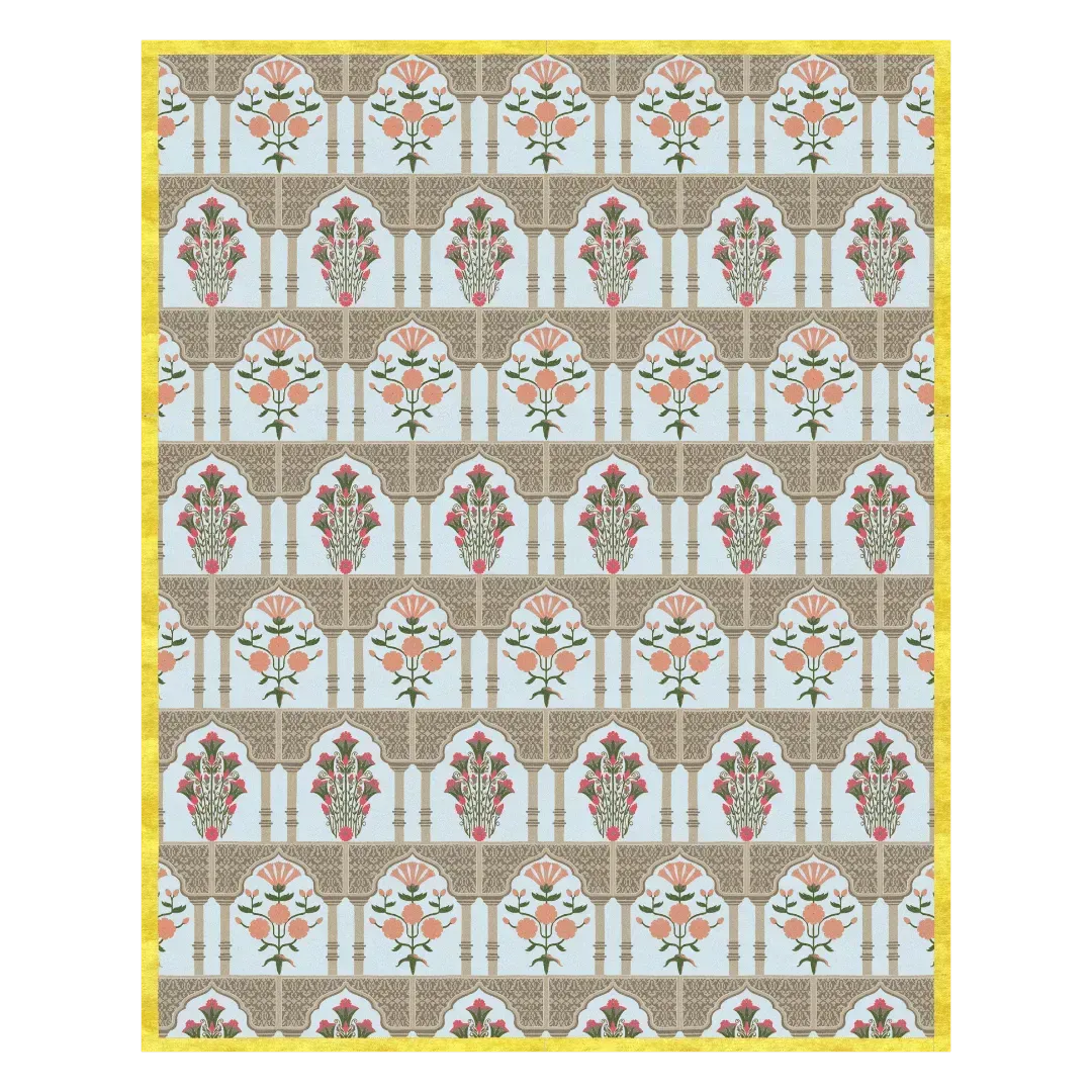 Floral Gates Hand Tufted Rug - Golden Border