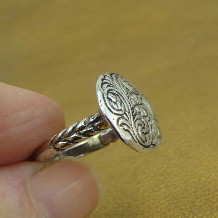 Floral Ring 925 Sterling Silver 6.5,7,8,9 Unique Handmade Hadar Designers  ()Last
