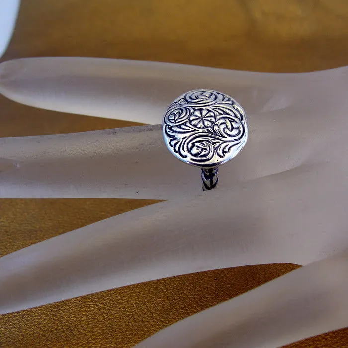 Floral Ring 925 Sterling Silver 6.5,7,8,9 Unique Handmade Hadar Designers  ()Last