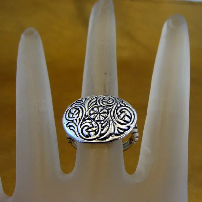 Floral Ring 925 Sterling Silver 6.5,7,8,9 Unique Handmade Hadar Designers  ()Last