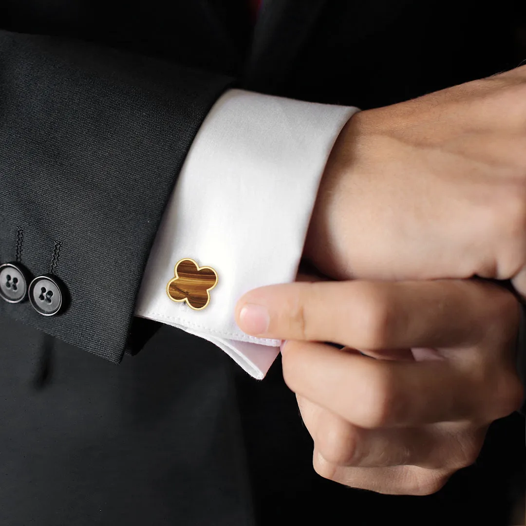 Four Leaf Clover 18K Gold Vermeil Sterling Cufflinks
