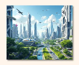 Futuristic Cityscape Dreams Wall Art Poster