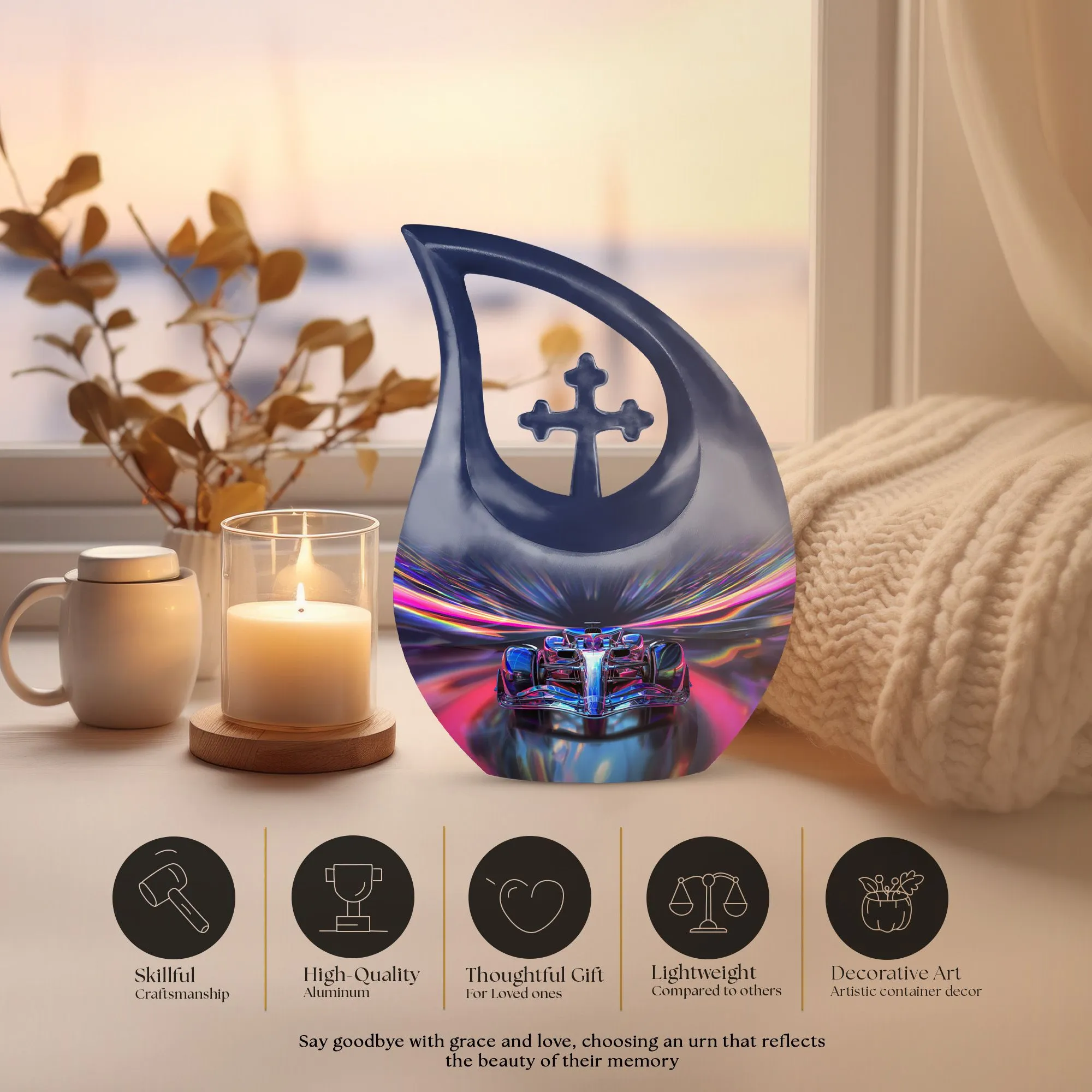 Futuristic Speed Light Memorial Urn For Human Ashes