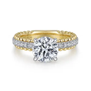 Gabriel & Co. "Addi" Two-Tone Beaded Detail Diamond Engagement Ring