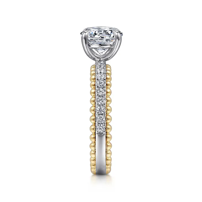 Gabriel & Co. "Addi" Two-Tone Beaded Detail Diamond Engagement Ring