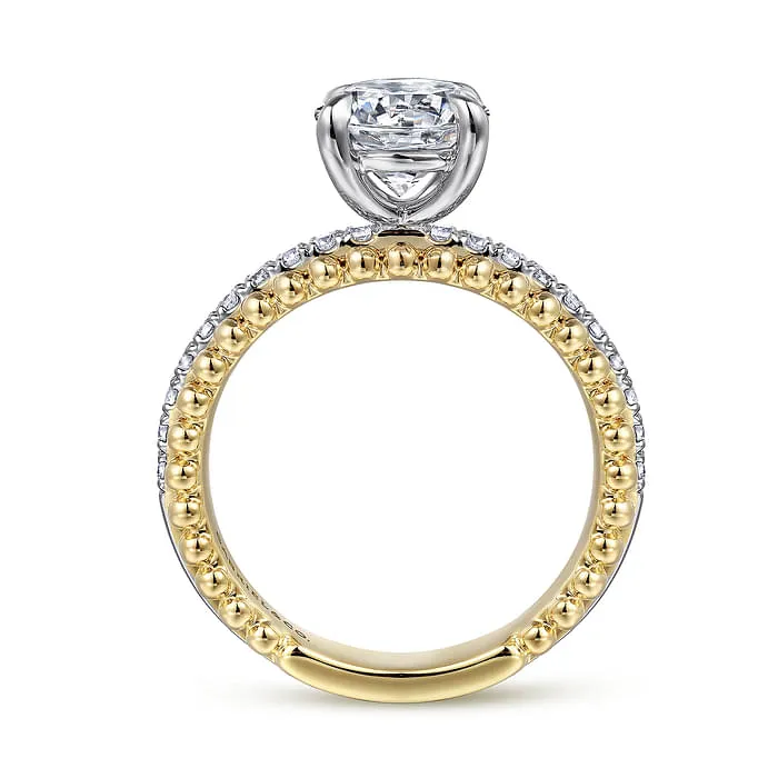 Gabriel & Co. "Addi" Two-Tone Beaded Detail Diamond Engagement Ring