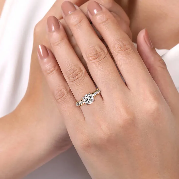 Gabriel & Co. "Addi" Two-Tone Beaded Detail Diamond Engagement Ring