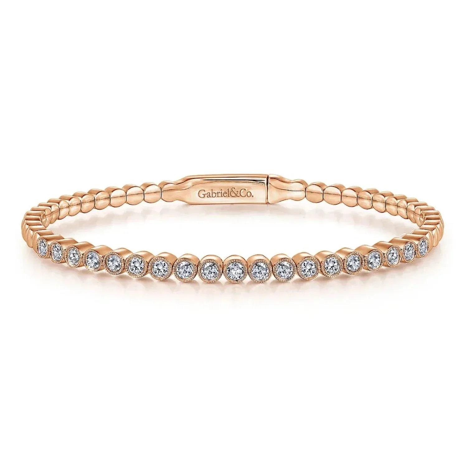 Gabriel & Co. Round Cut Bezel Set Diamond Bangle