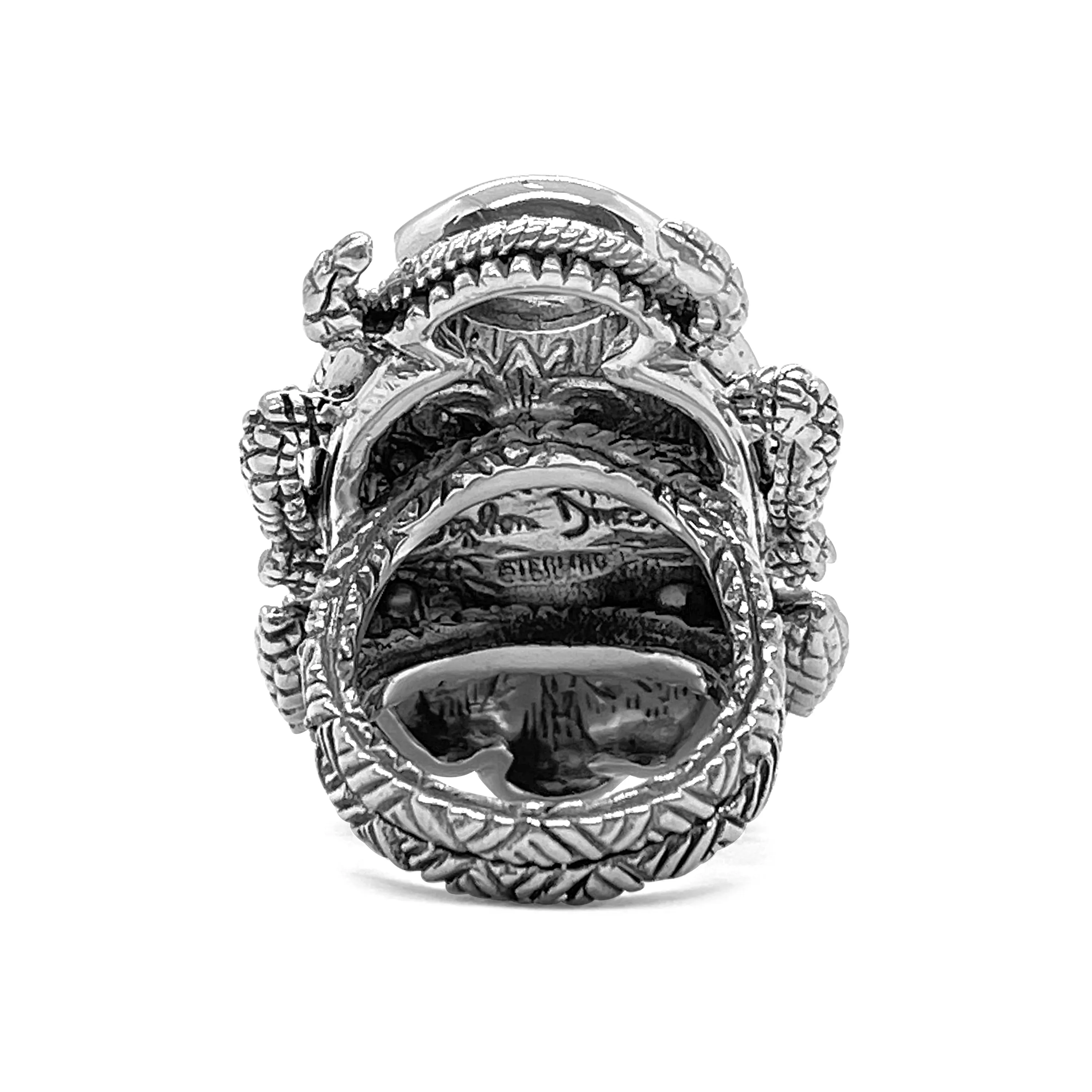 Garden of Stephen Abalone and Green Amethyst Scarab Sterling Silver Ring