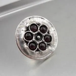 Garnet Ring 925 Sterling Silver Swivel sz 8,8.5 Handmade Hadar Designers (H 1531
