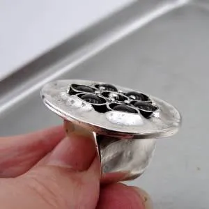 Garnet Ring 925 Sterling Silver Swivel sz 8,8.5 Handmade Hadar Designers (H 1531