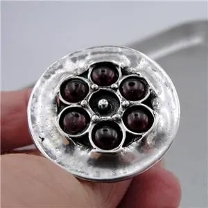 Garnet Ring 925 Sterling Silver Swivel sz 8,8.5 Handmade Hadar Designers (H 1531