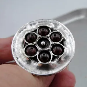 Garnet Ring 925 Sterling Silver Swivel sz 8,8.5 Handmade Hadar Designers (H 1531