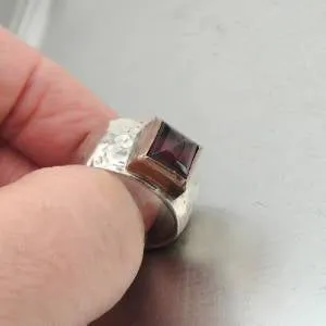 Garnet Ring 9k Rose Gold Sterling Silver size 6.5, 7 Hadar Designers (sp) SALE