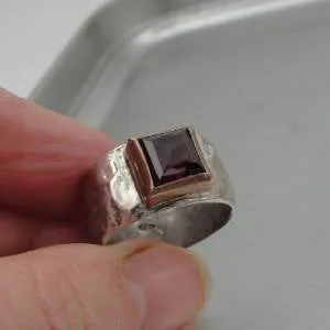 Garnet Ring 9k Rose Gold Sterling Silver size 6.5, 7 Hadar Designers (sp) SALE