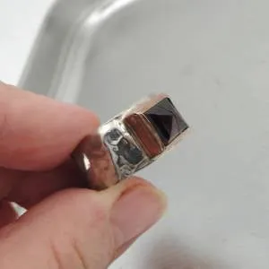 Garnet Ring 9k Rose Gold Sterling Silver size 6.5, 7 Hadar Designers (sp) SALE