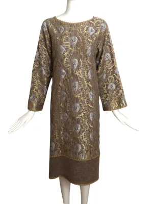 GEOFFREY BEENE- 1980s Floral Metallic Lace Cocktail Dress, Size 10