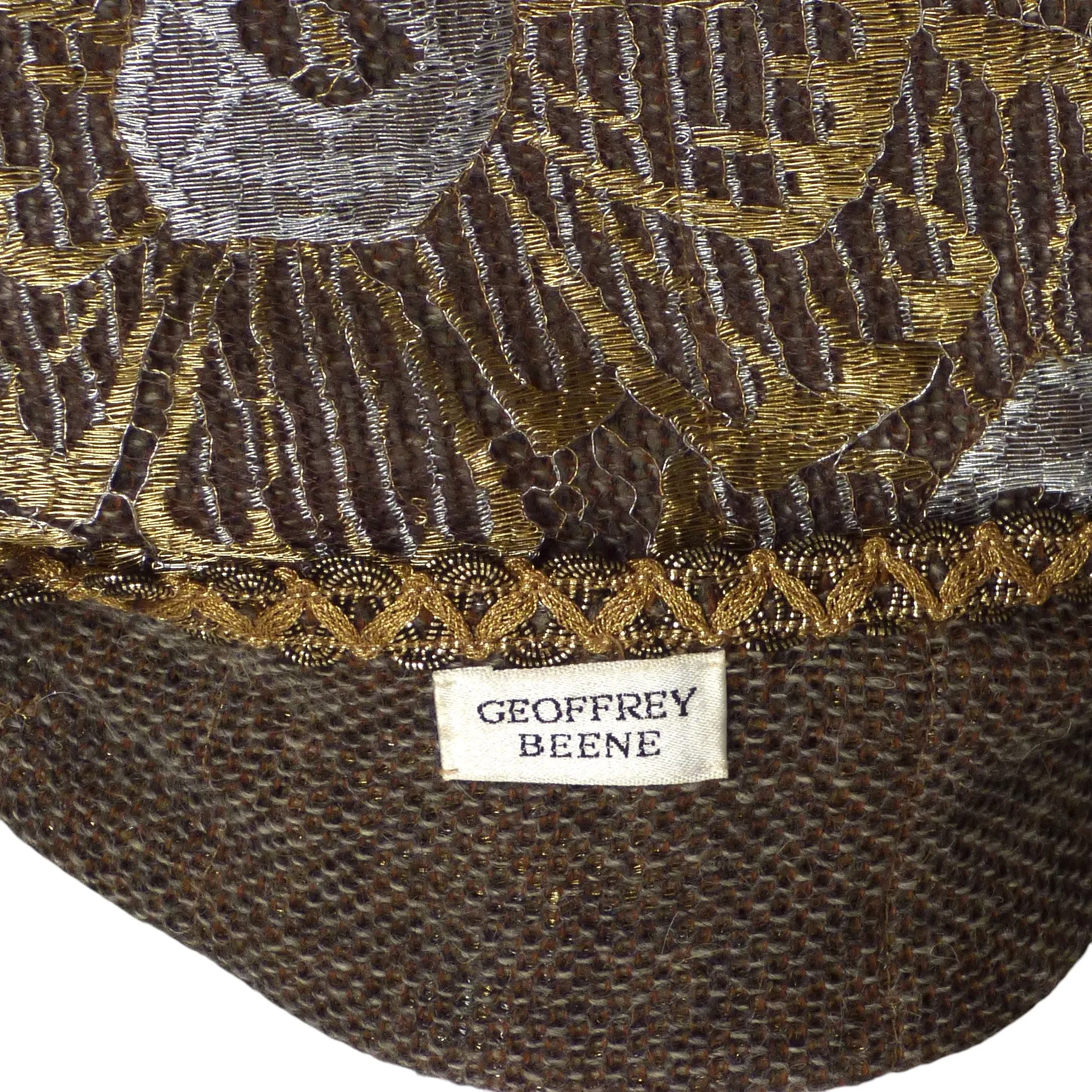 GEOFFREY BEENE- 1980s Floral Metallic Lace Cocktail Dress, Size 10