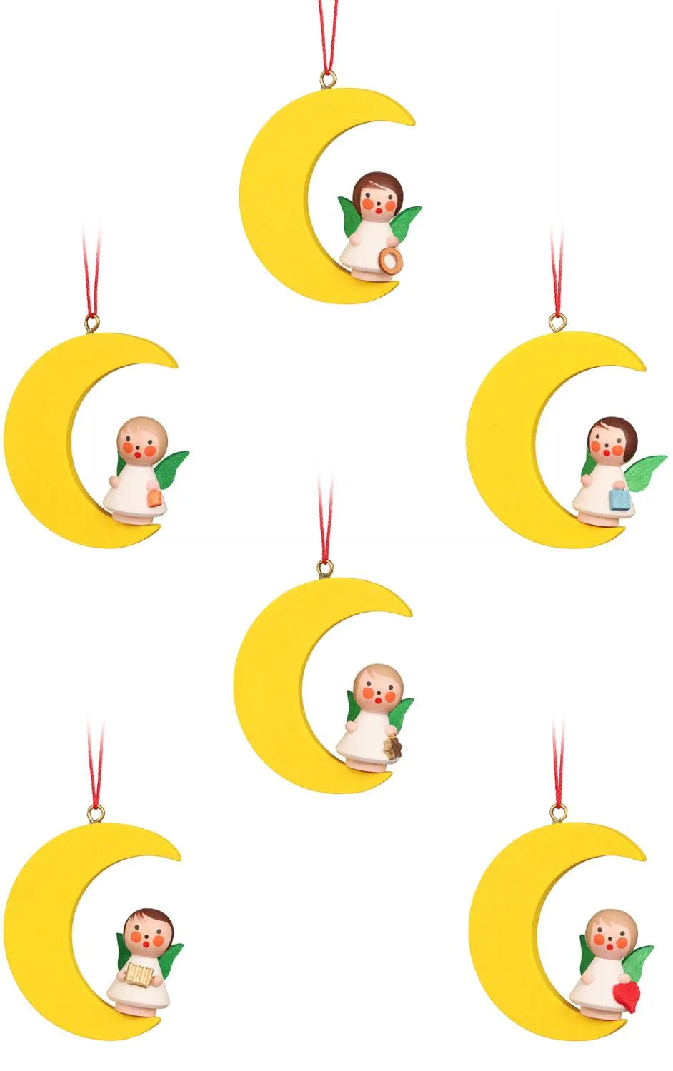 German Christmas Ornament: Angels on Moons