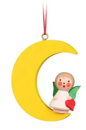German Christmas Ornament: Angels on Moons