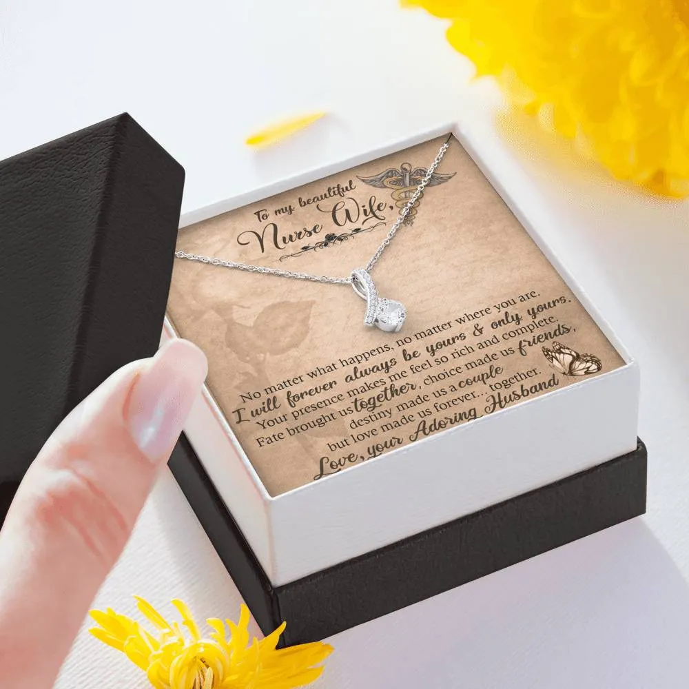 Gift For Nurse Wife- Alluring Ribbon Necklace - Adoring Husband