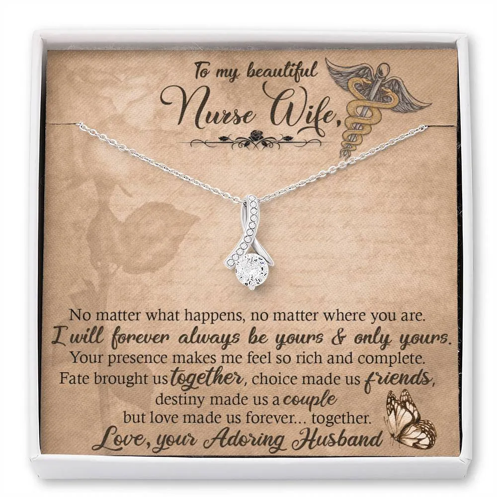 Gift For Nurse Wife- Alluring Ribbon Necklace - Adoring Husband