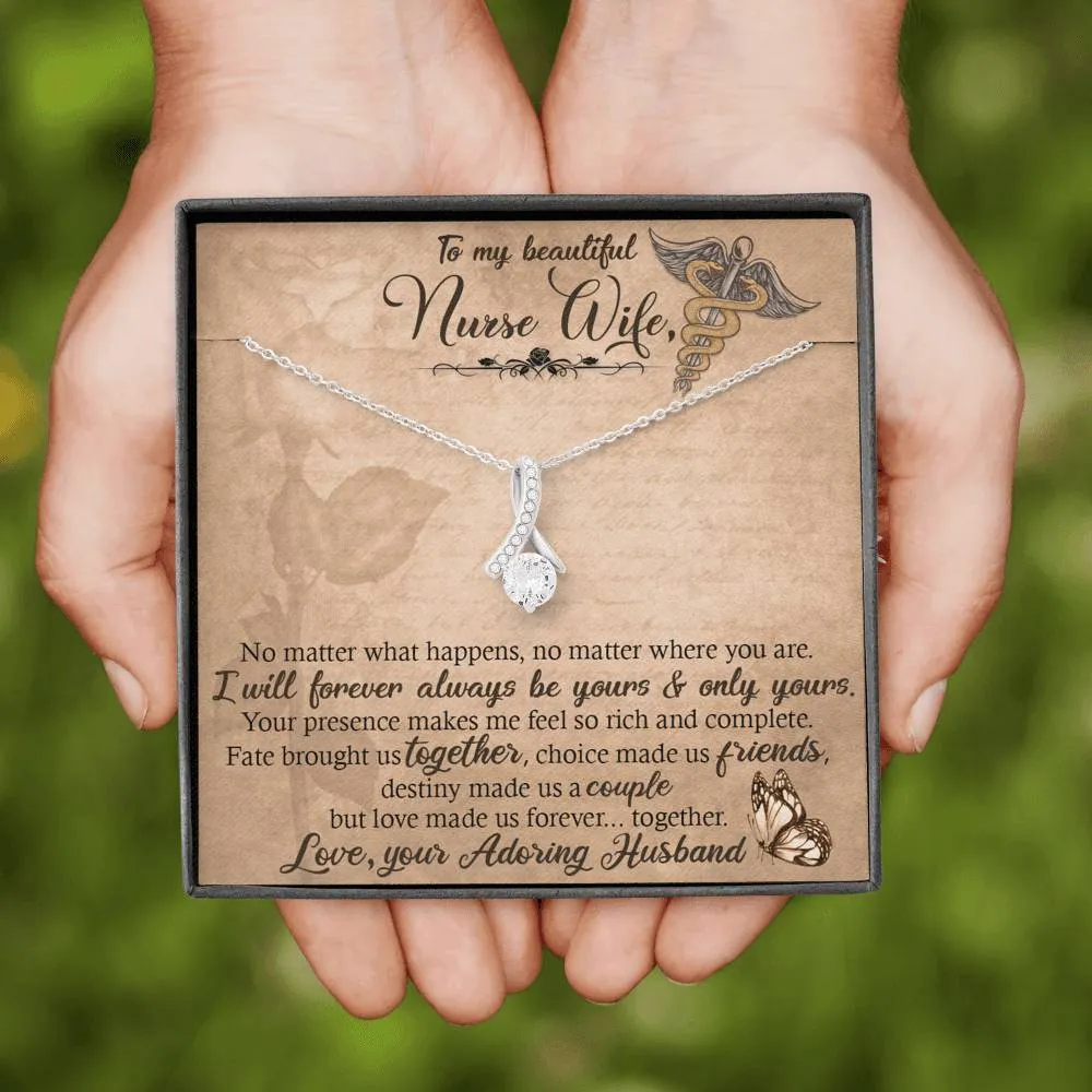 Gift For Nurse Wife- Alluring Ribbon Necklace - Adoring Husband
