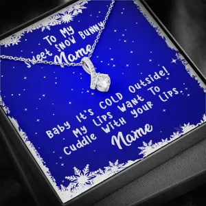 Gift For Wife Christmas, Personalized Names Necklace, My Sweet Snow Bunny Message Card, Alluring Beauty Necklace