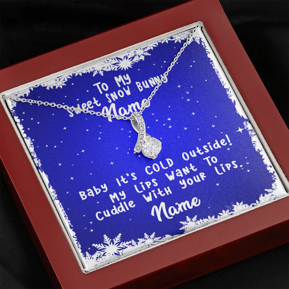 Gift For Wife Christmas, Personalized Names Necklace, My Sweet Snow Bunny Message Card, Alluring Beauty Necklace