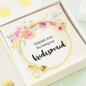 Gold Monogram Bracelet - Floral Insert