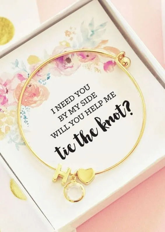 Gold Monogram Bracelet - Floral Insert
