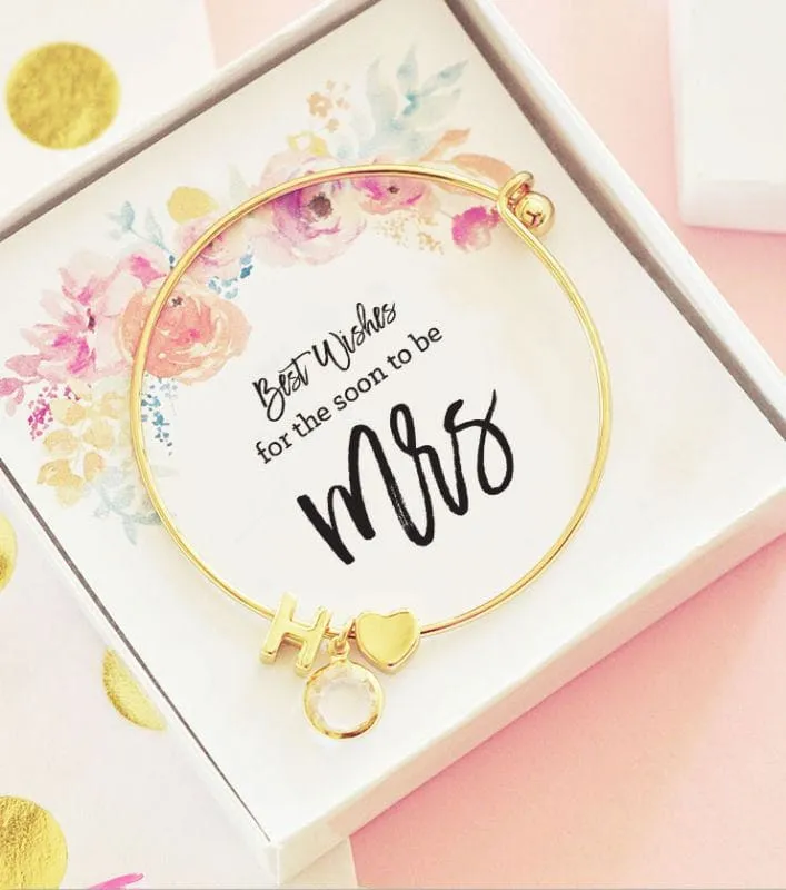 Gold Monogram Bracelet - Floral Insert