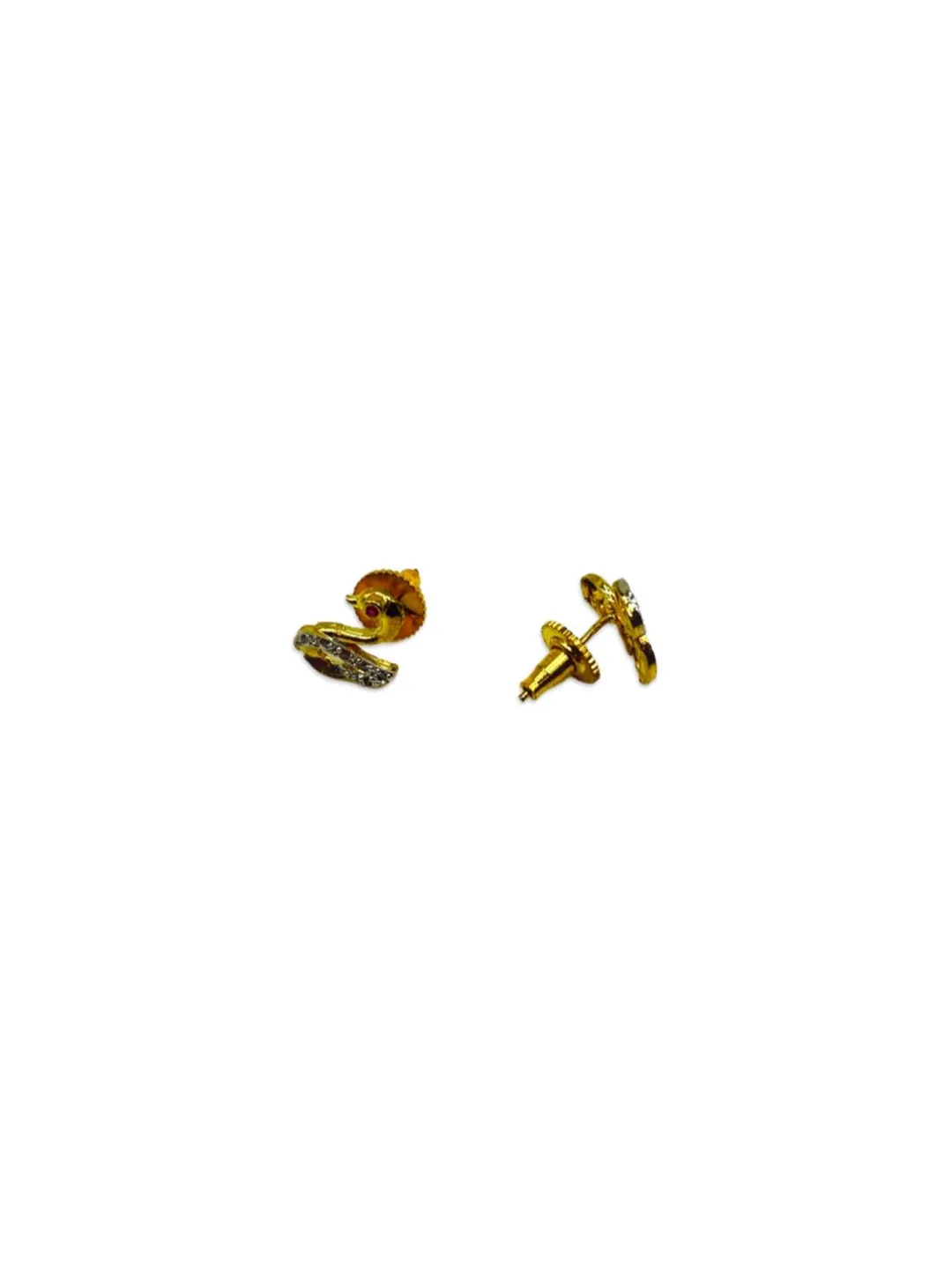 Gold Plated Short Artificial American Diamond Mangalsutra Set Swan Pendant With Black Beads Chain