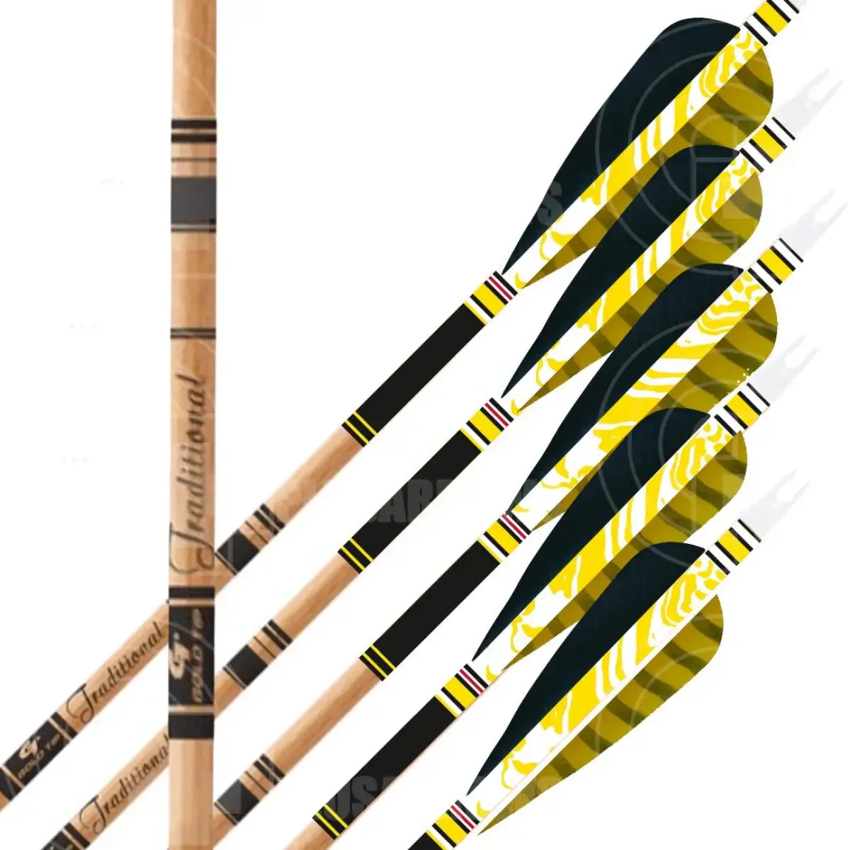 Gold Tip Traditional Feather Fletched Arrows (6 Pk)