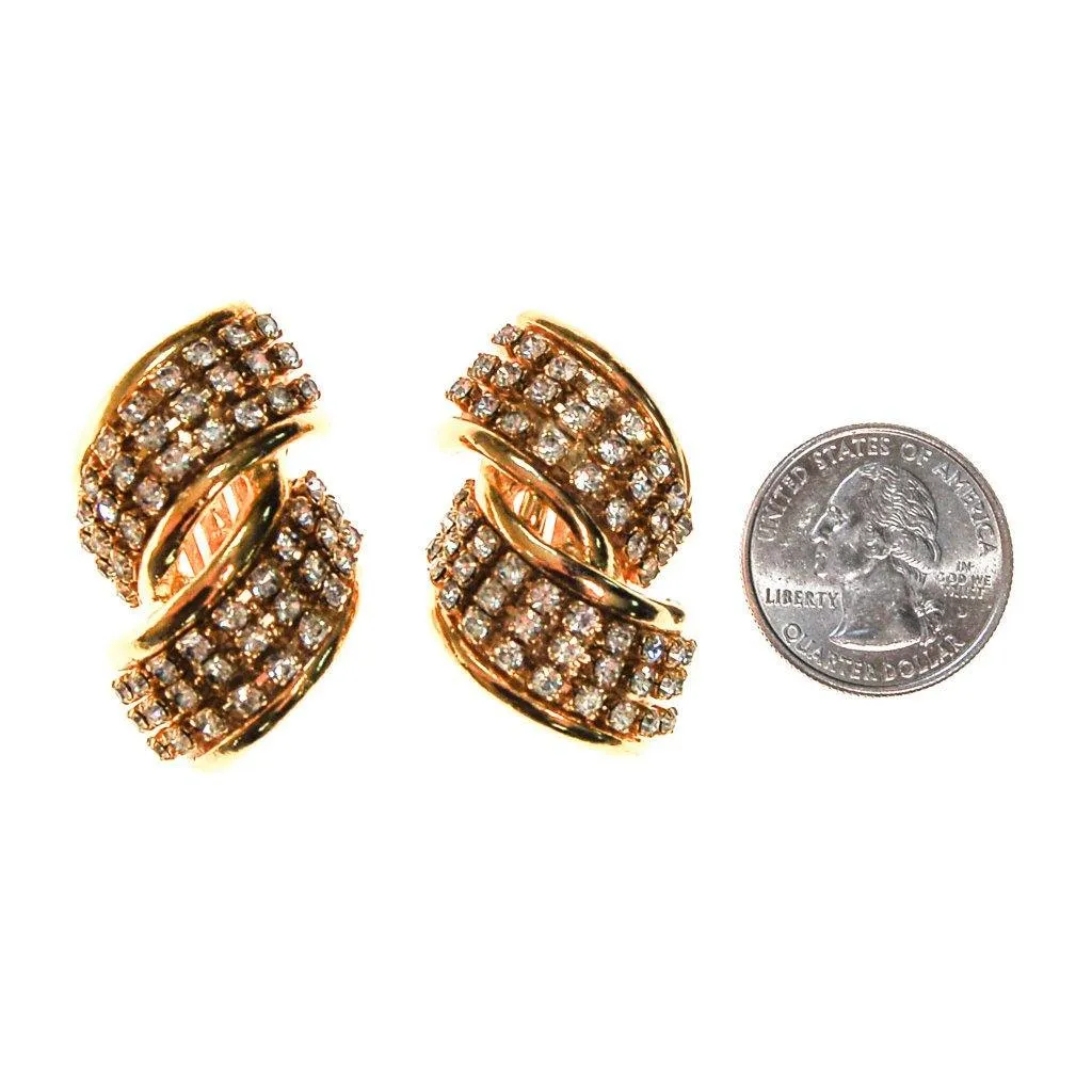 Gold Tone and Rhinestone Statement Earrings