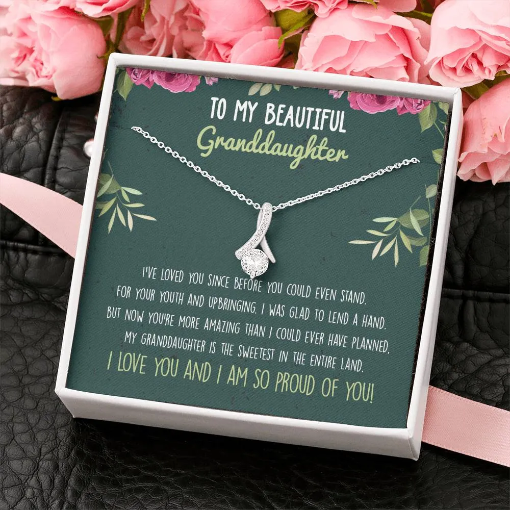 Granddaughter Ribbon Drop Pendant Necklace