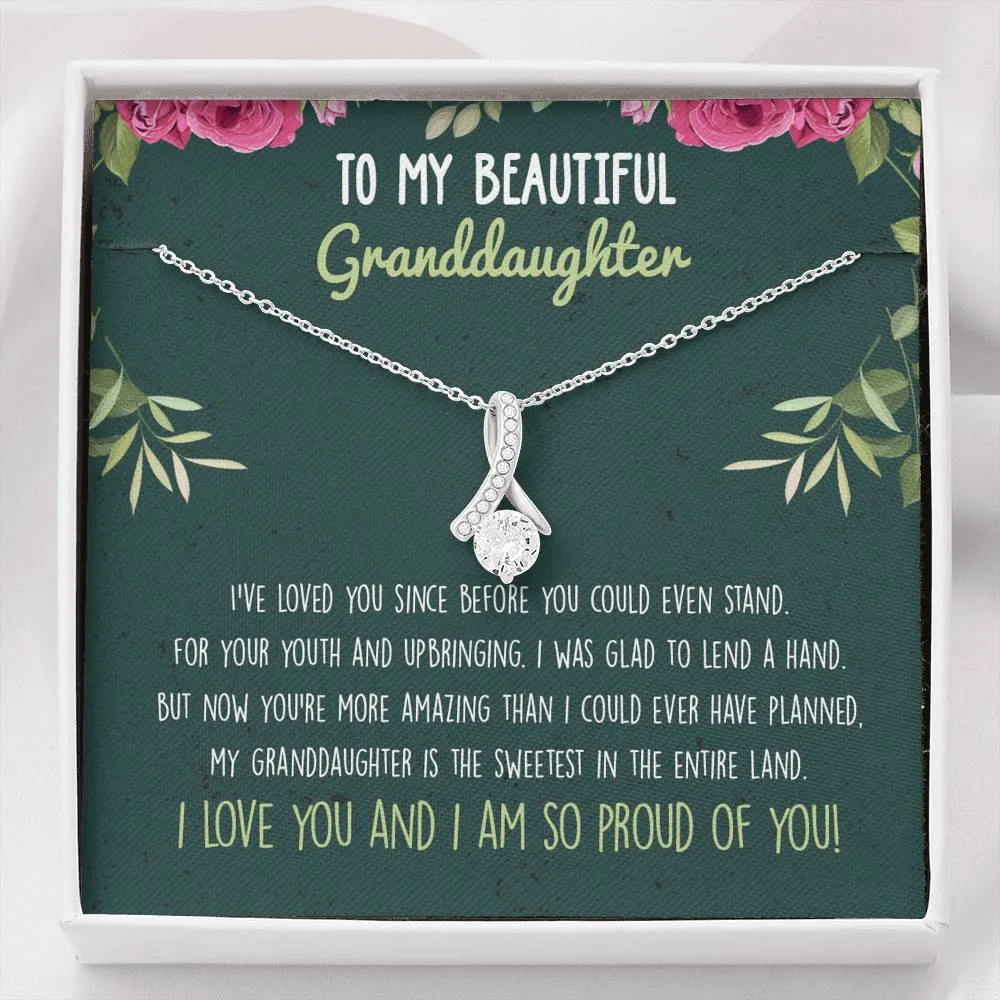 Granddaughter Ribbon Drop Pendant Necklace