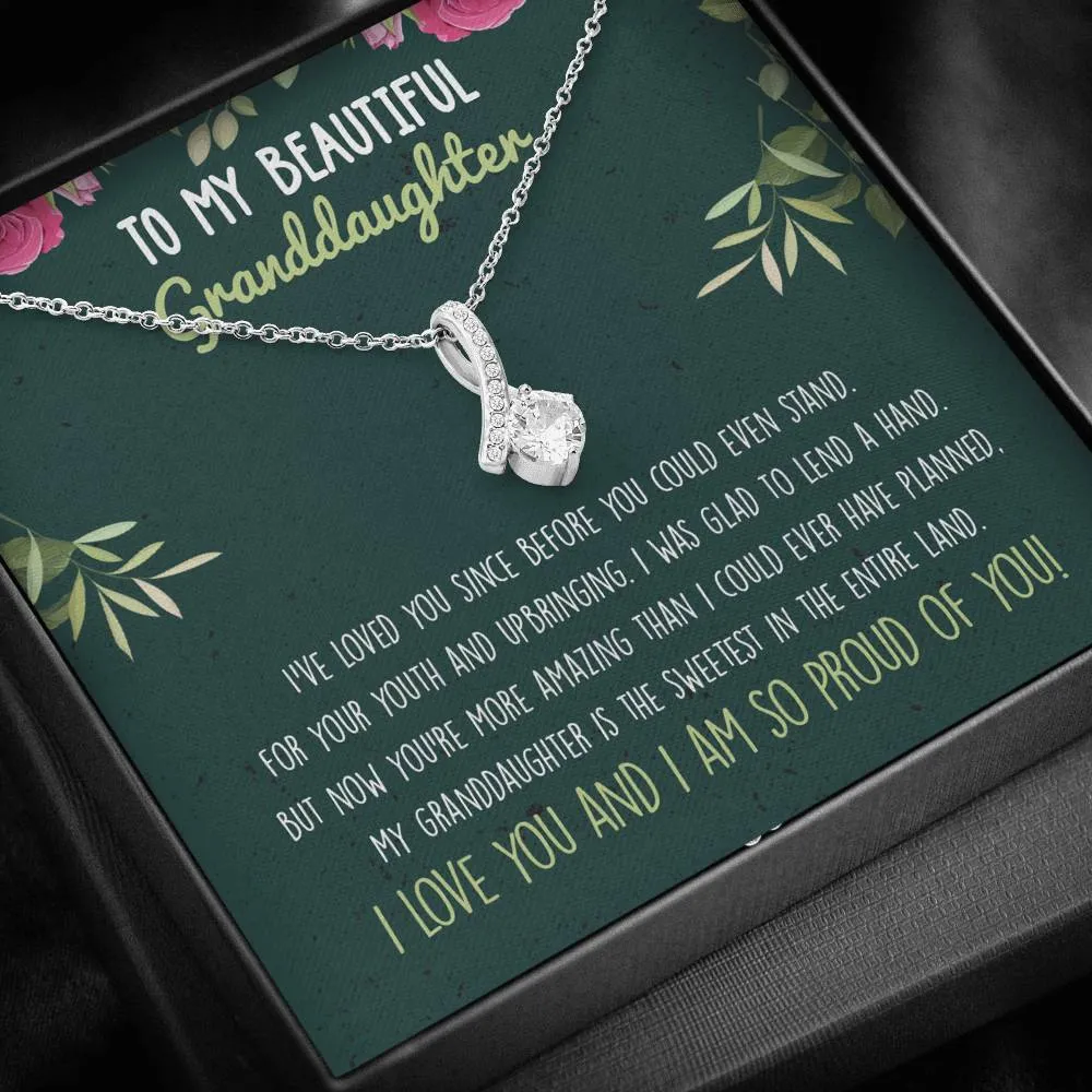 Granddaughter Ribbon Drop Pendant Necklace