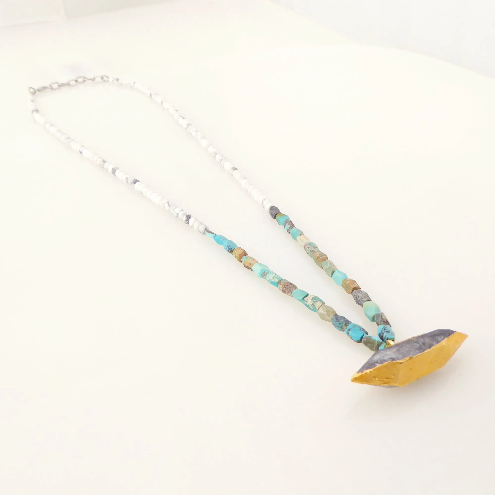 Gray quartz point necklace