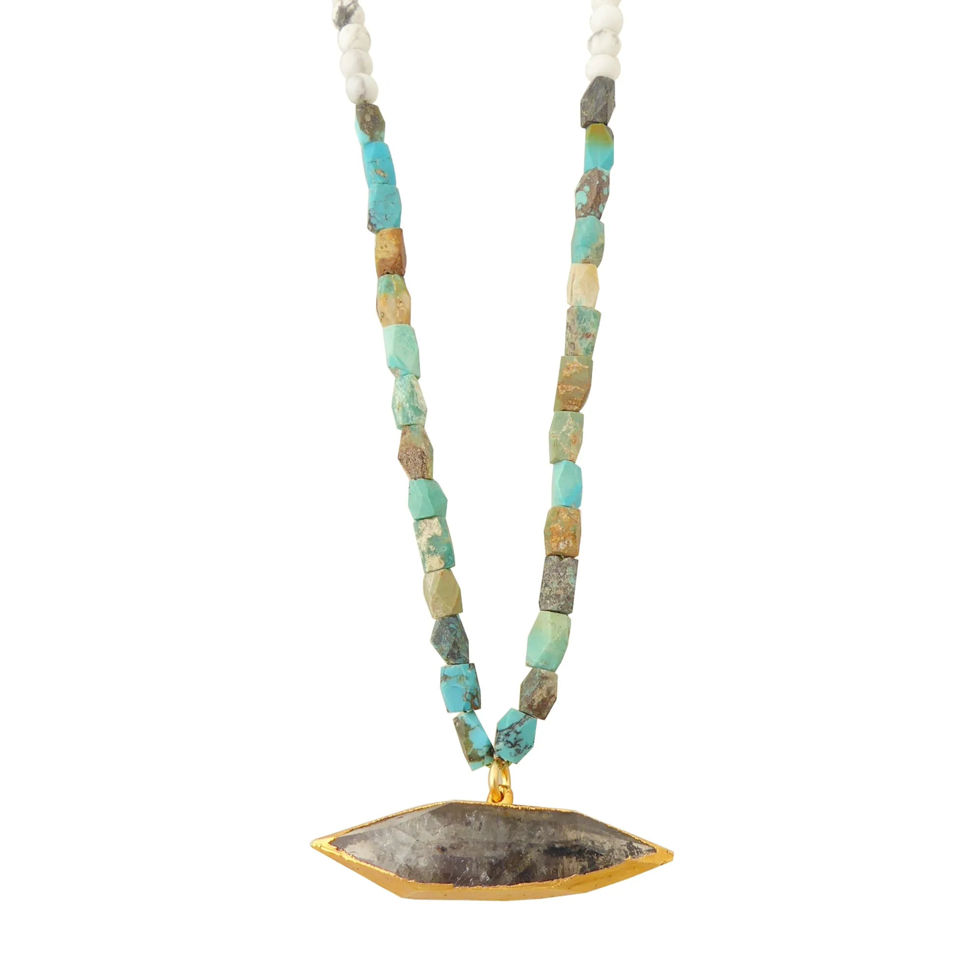 Gray quartz point necklace