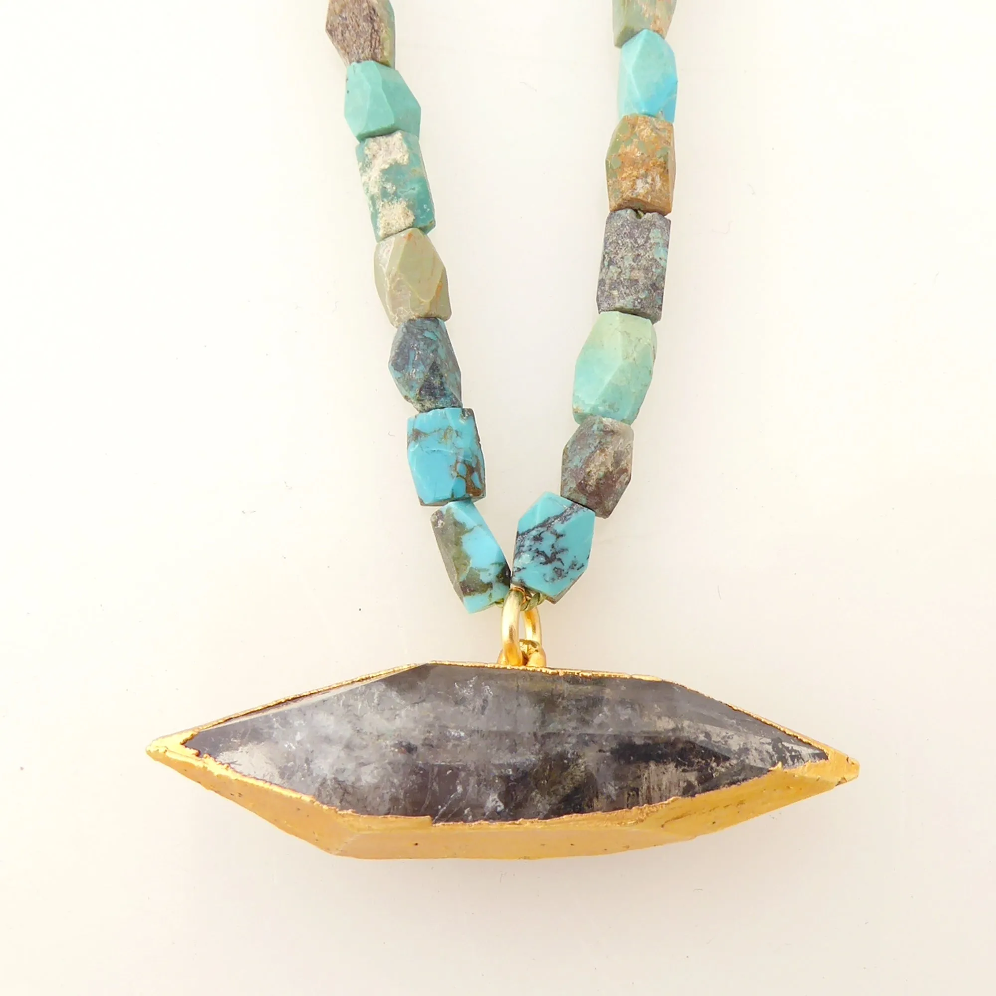 Gray quartz point necklace